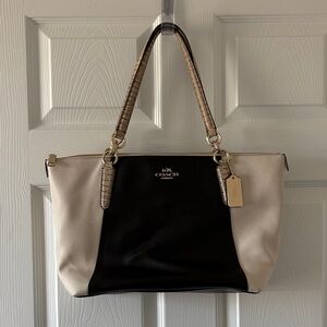 Coach Two-Tone Black and Cream Tote